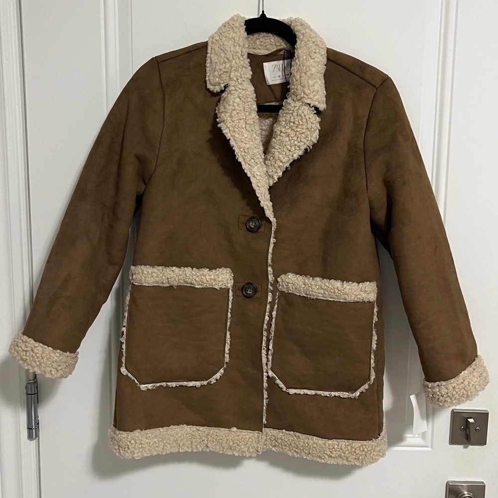 Zara Kids' Faux Shearling Coat - Size 10Y/140cm